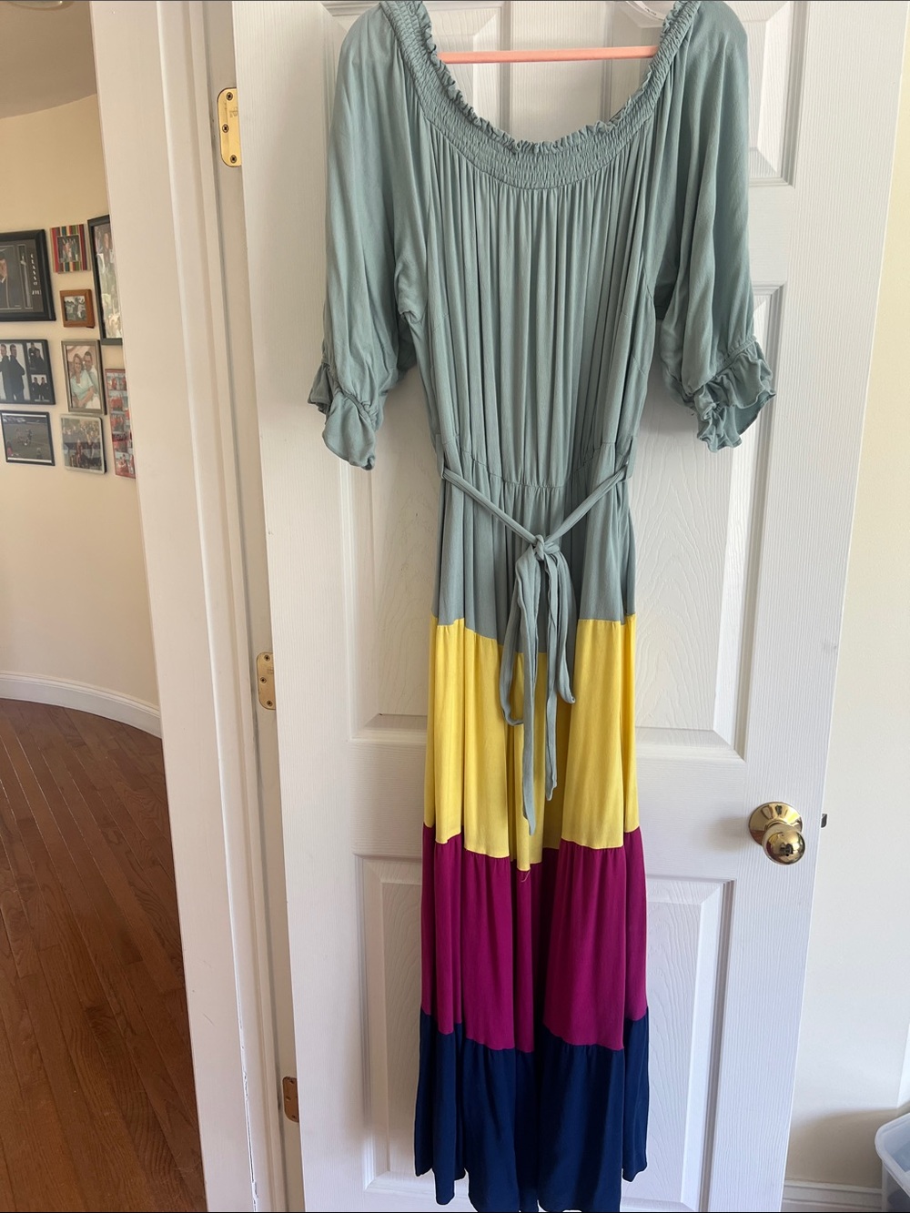 City Chic Sage, Yellow, Magenta & Navy Colorblock Maxi Dress